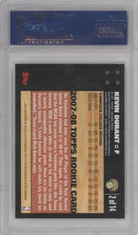 Kevin Durant from the 2007-08 Topps set graded by PSA and given an overall grade of 10.