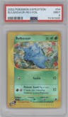 Bulbasaur from the 2002 Pokemon E-CARD set graded by PSA and given an overall grade of 9.