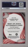 Carson Beck from the 2024 Bowman University Best set featuring a Orange Geometric Refractor parallel graded by PSA and given an overall grade of 9.