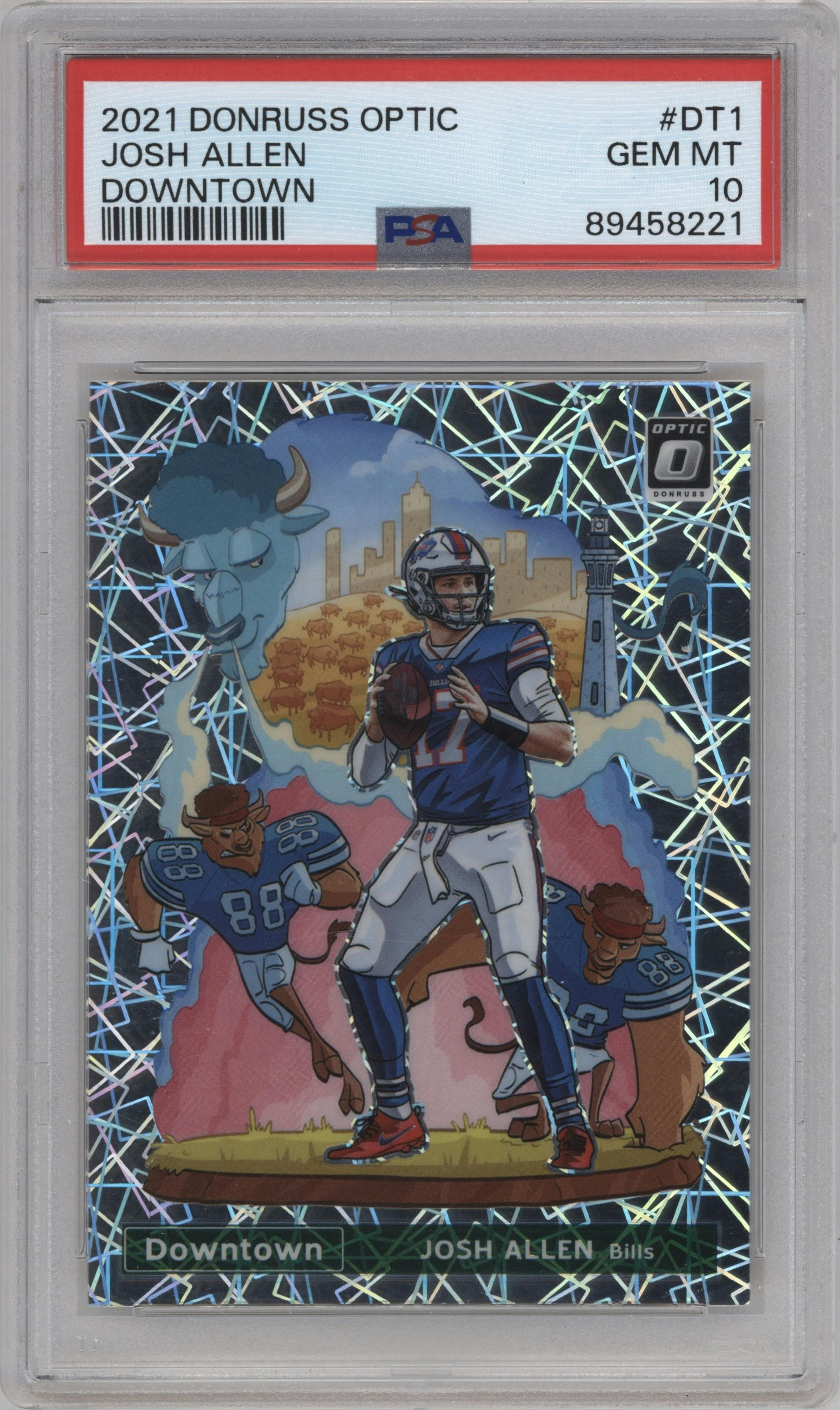 Josh Allen from the 2021 Panini Donruss Optic set graded by PSA and given an overall grade of 10.