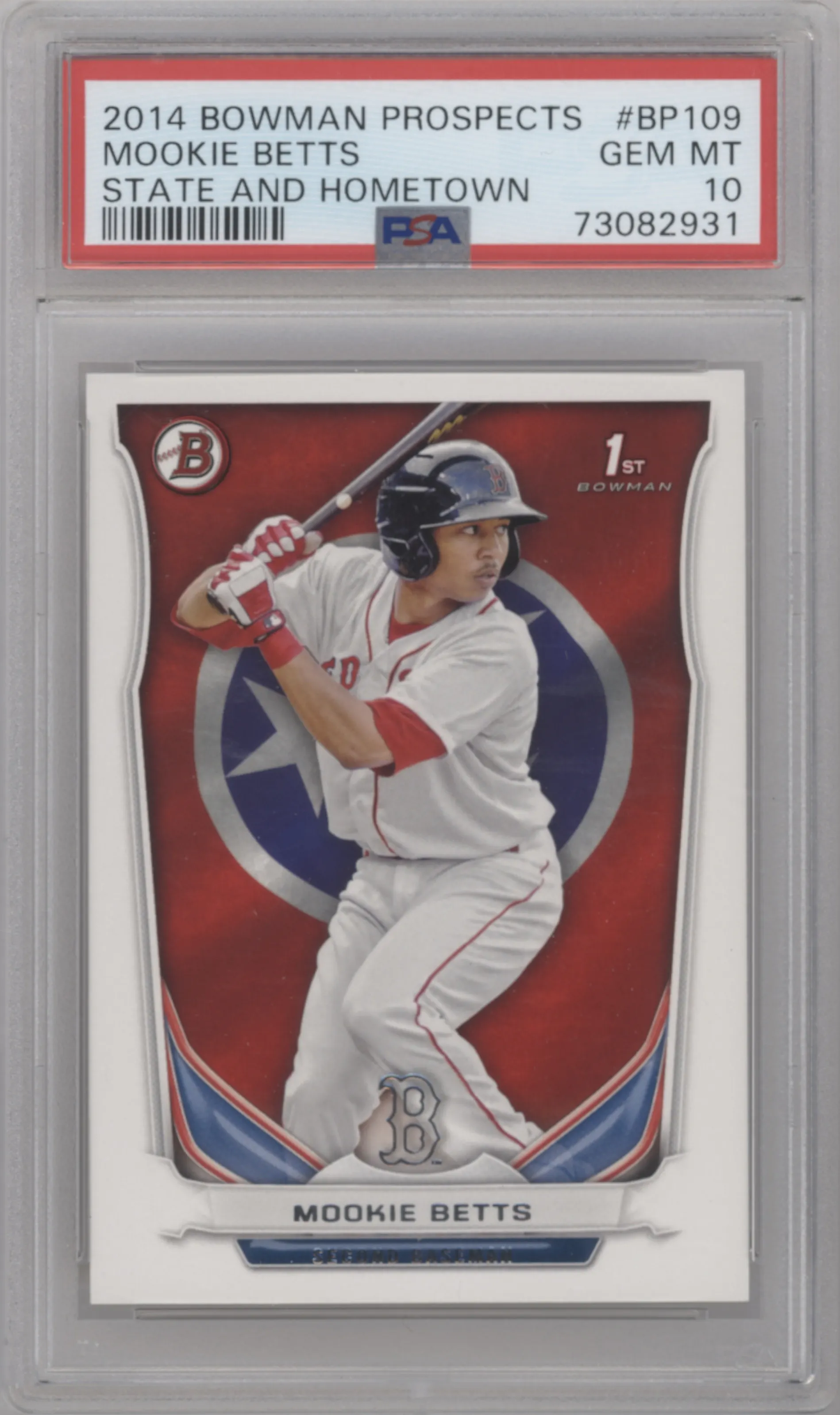 2014 Bowman Mookie Betts State & Home Town #BP109 PSA 10