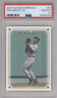 Ken Griffey Jr. from the 2007 Upper Deck Masterpieces set graded by PSA and given an overall grade of 10.
