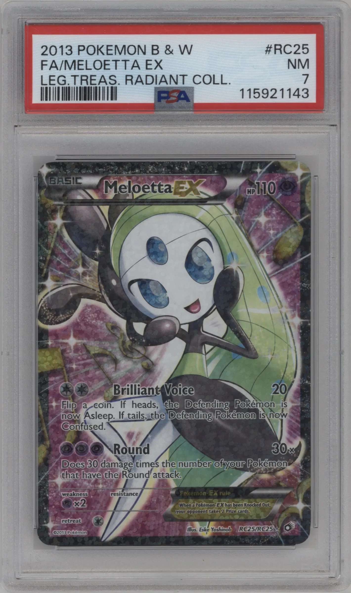 2013 Pokemon B&W Radiant Collection Meloetta EX #RC25 PSA 7