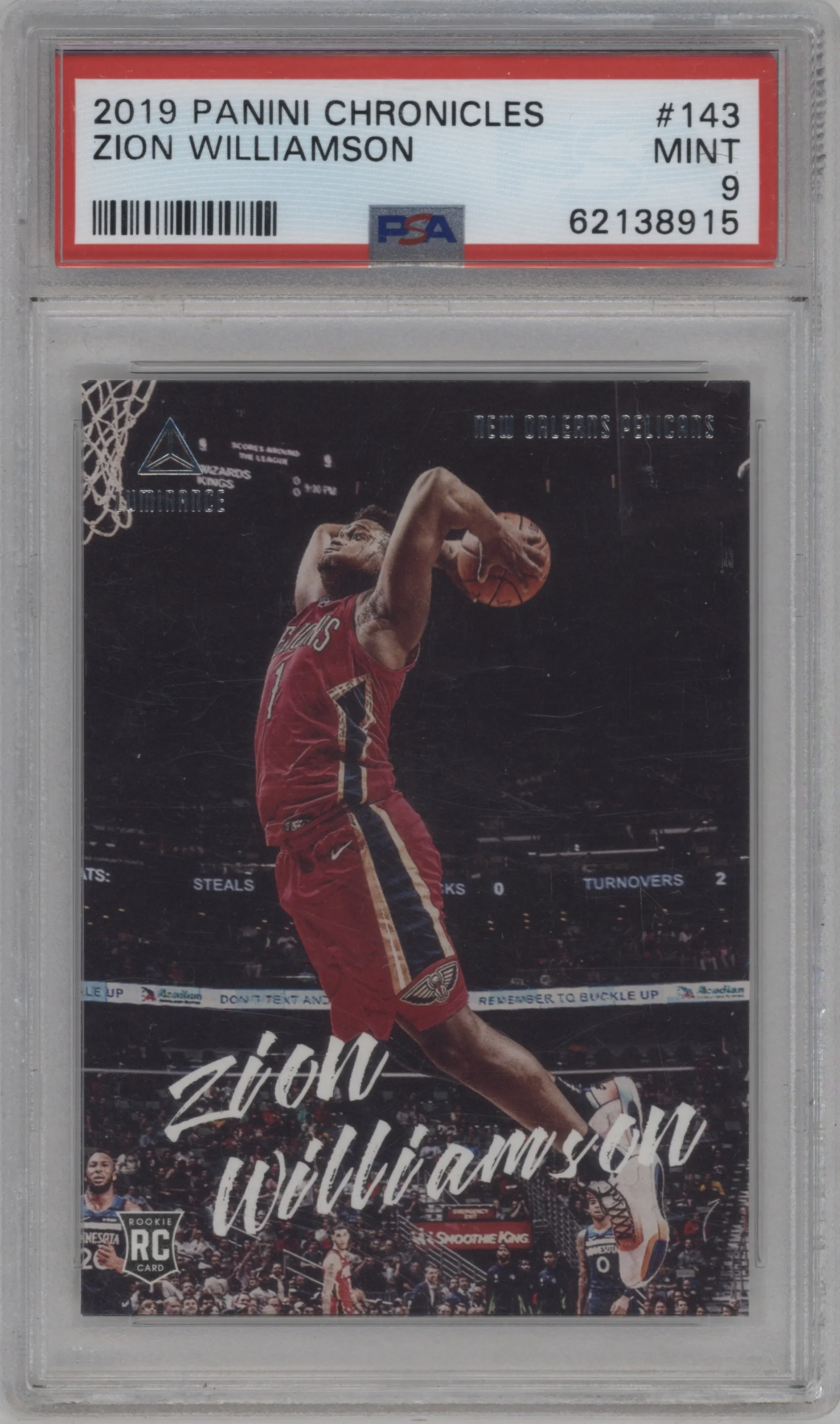 2019 Panini Chronicles Luminance Zion Williamson PSA 9