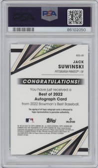 Jack Suwinski from the 2022 Bowman’s Best   set graded by PSA and given an overall grade of 10.