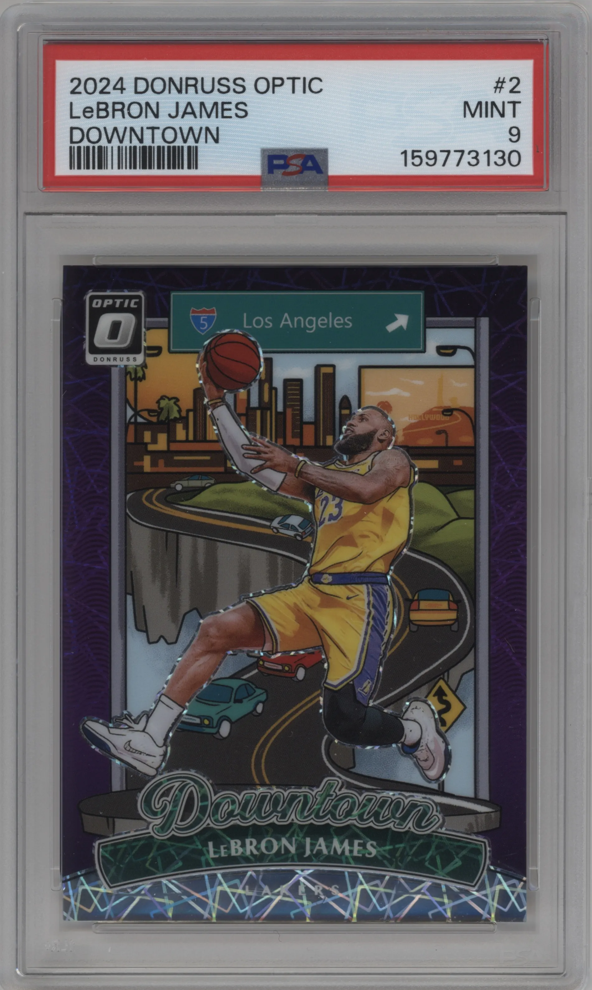 2024 Donruss Optic Downtown LeBron James #2 PSA 9