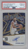 Stephen Curry from the 2023-24 Donruss Optic set graded by PSA and given an overall grade of 10.