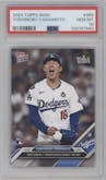 Yoshinobu Yamamoto from the 2024 Topps Now set graded by PSA and given an overall grade of 10.