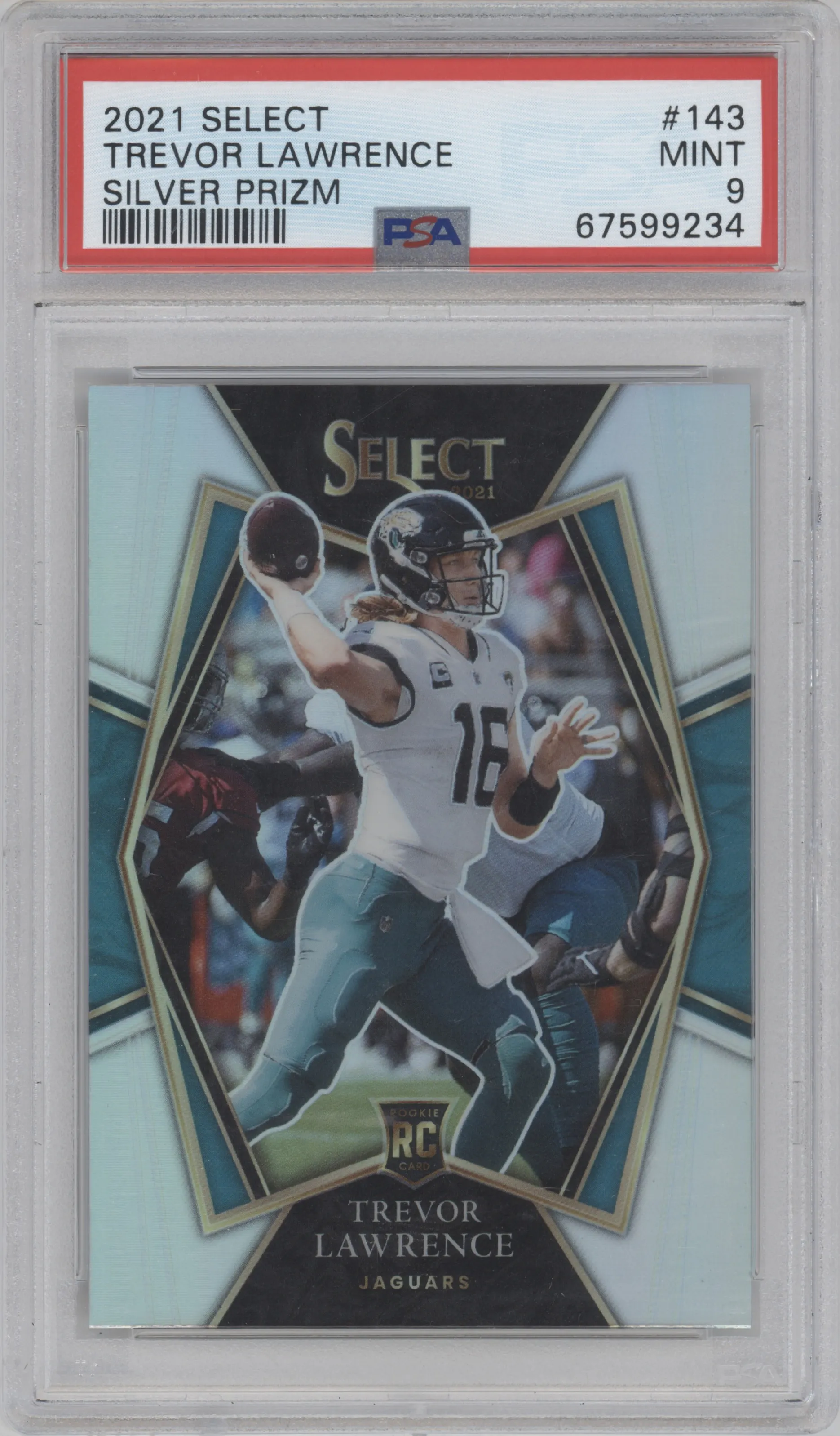 2021 Panini Select Pre.Lvl. Trevor Lawrence Silver Prizm #143 PSA 9
