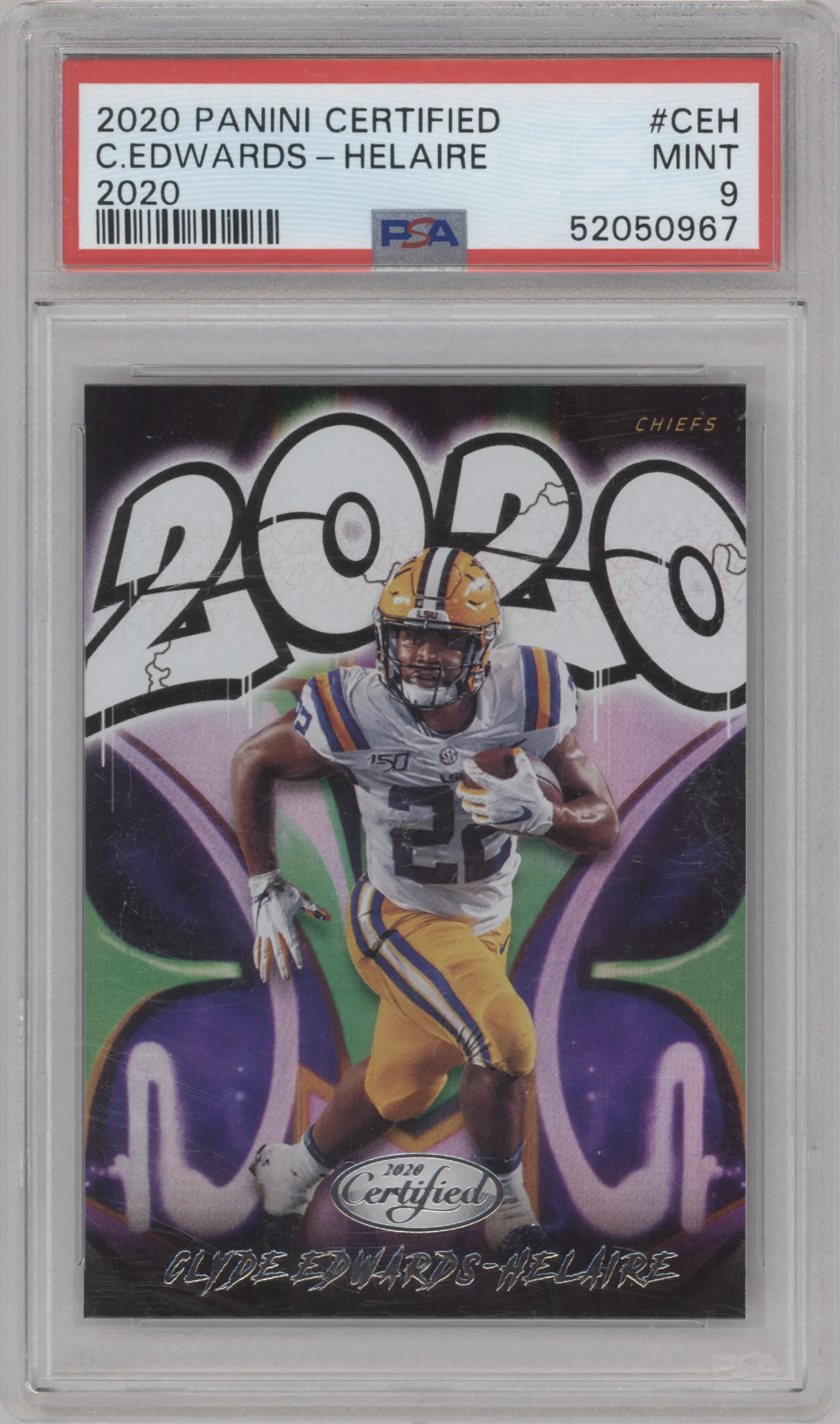 2020 Panini Certified Clyde Edwards-Helaire PSA 9