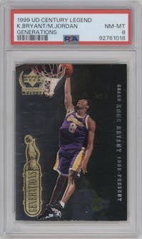 Kobe Bryant / Michael Jordan from the 1998-99 Upper Deck Century Legends set graded by PSA and given an overall grade of 8.