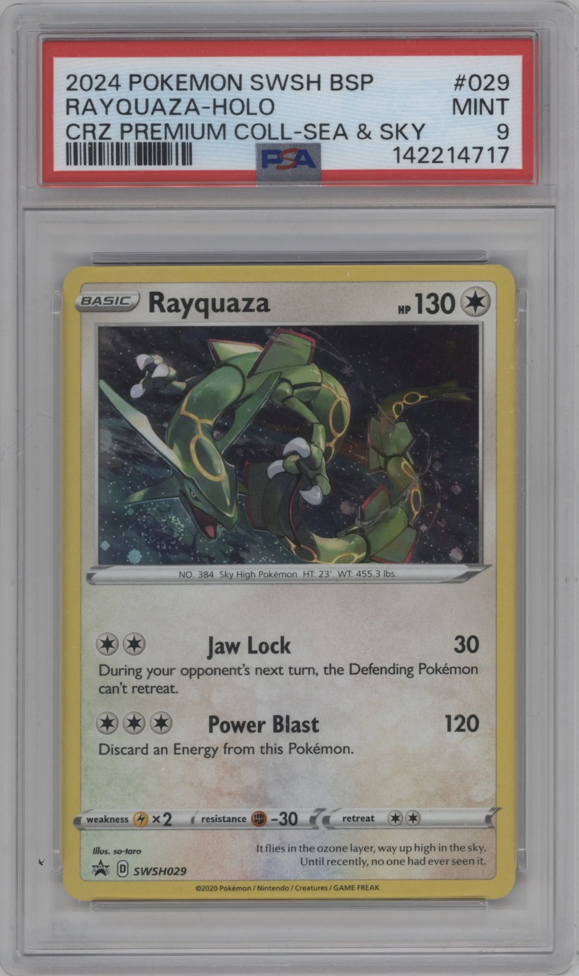 2020 Pokemon SWSH Rayquaza 2024 Crown Zenith Premium Collection Sea & Sky PSA 9