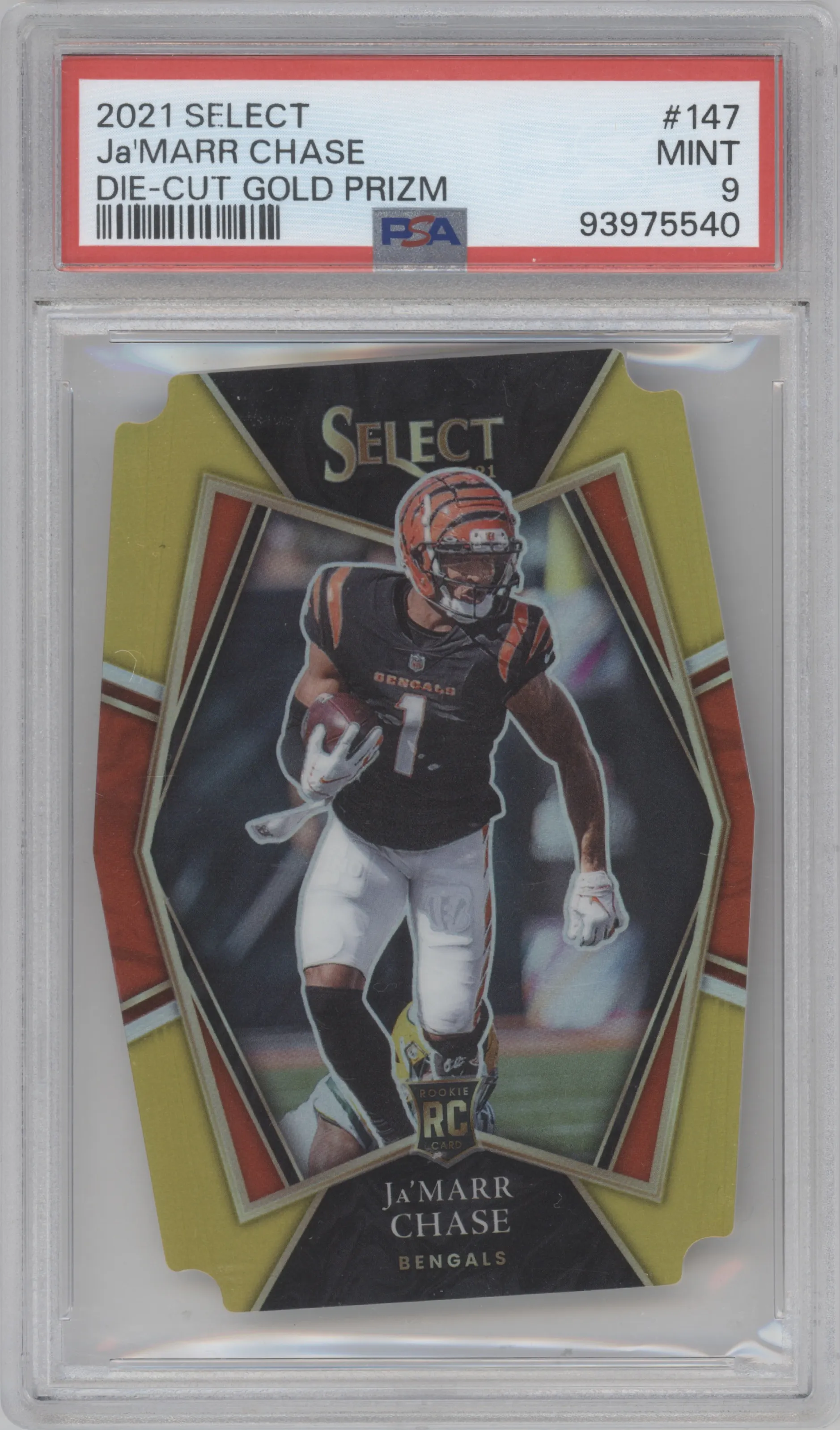 2021 Panini Select Pre.Lvl. Ja'Marr Chase Die-Cut Gold PSA 9