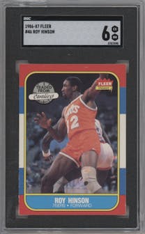 Roy Hinson from the 1986-87 Fleer set graded by SGC and given an overall grade of 6.