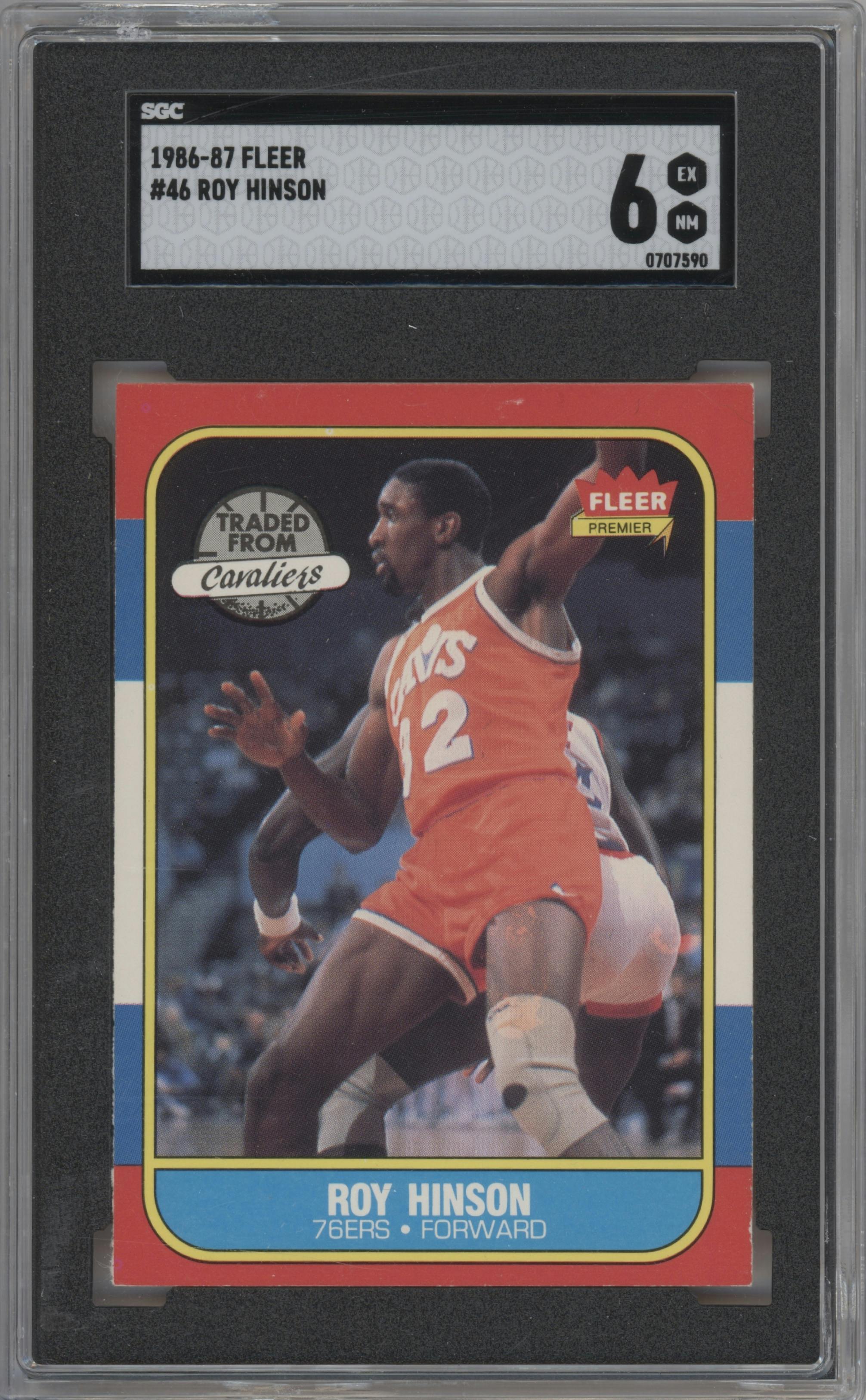 Roy Hinson from the 1986-87 Fleer set graded by SGC and given an overall grade of 6.