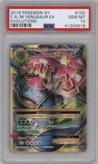 M Venusaur EX from the 2016 Pokemon XY set graded by PSA and given an overall grade of 10.