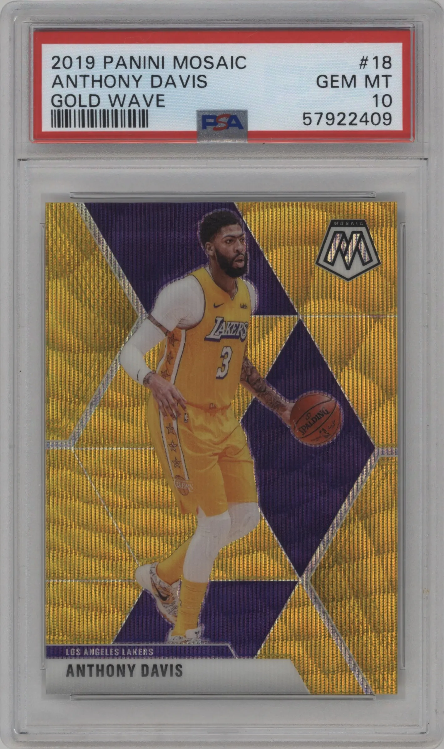 2019 Panini Mosaic Anthony Davis Gold Wave PSA 10
