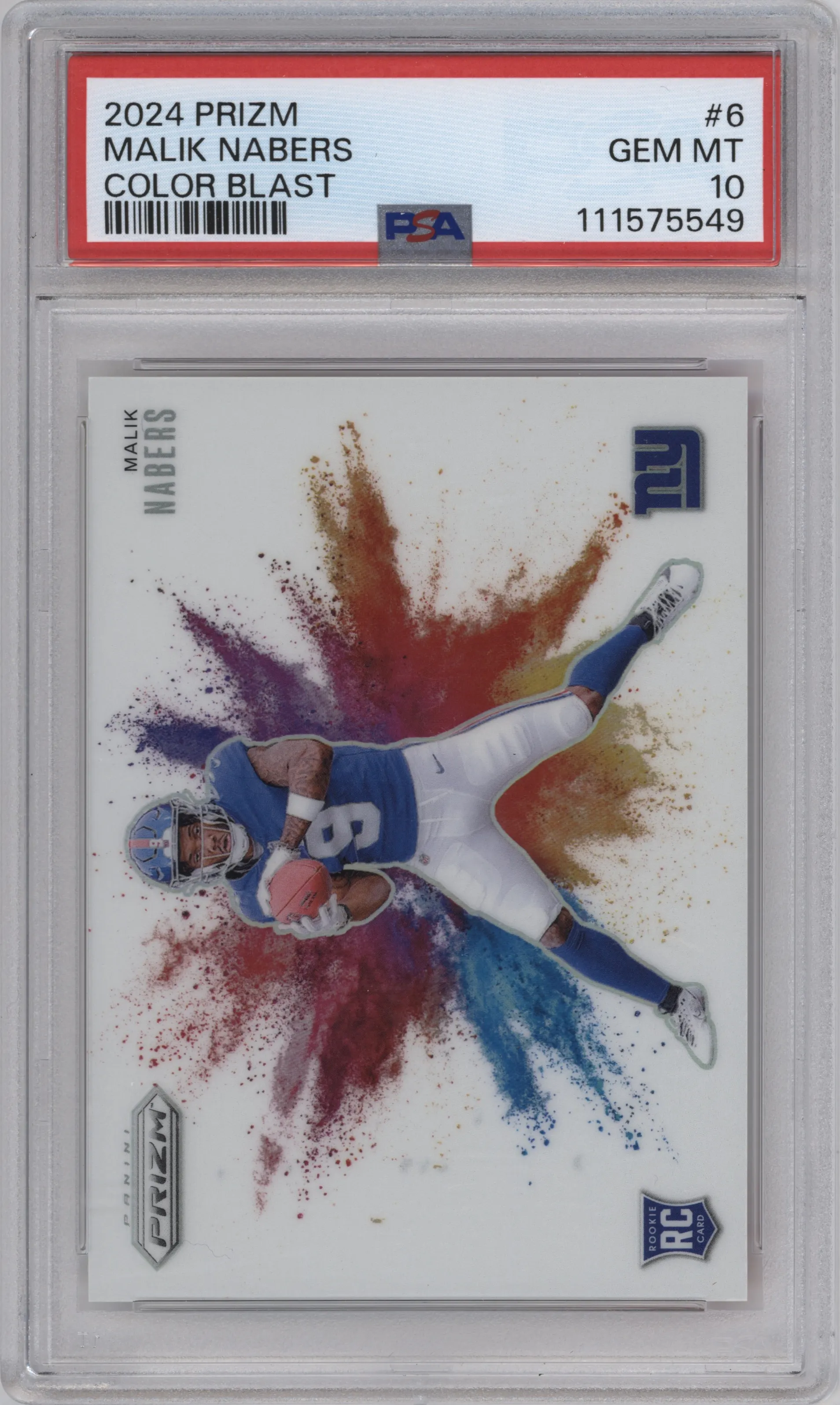 2024 Panini Prizm Color Blast Malik Nabers #6 PSA 10