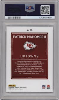 Patrick Mahomes II from the 2024 Donruss Optic set graded by PSA and given an overall grade of 9.