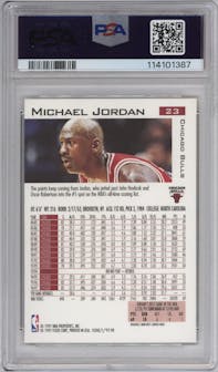 Michael Jordan from the 1997-98 Fleer set graded by PSA and given an overall grade of 10.