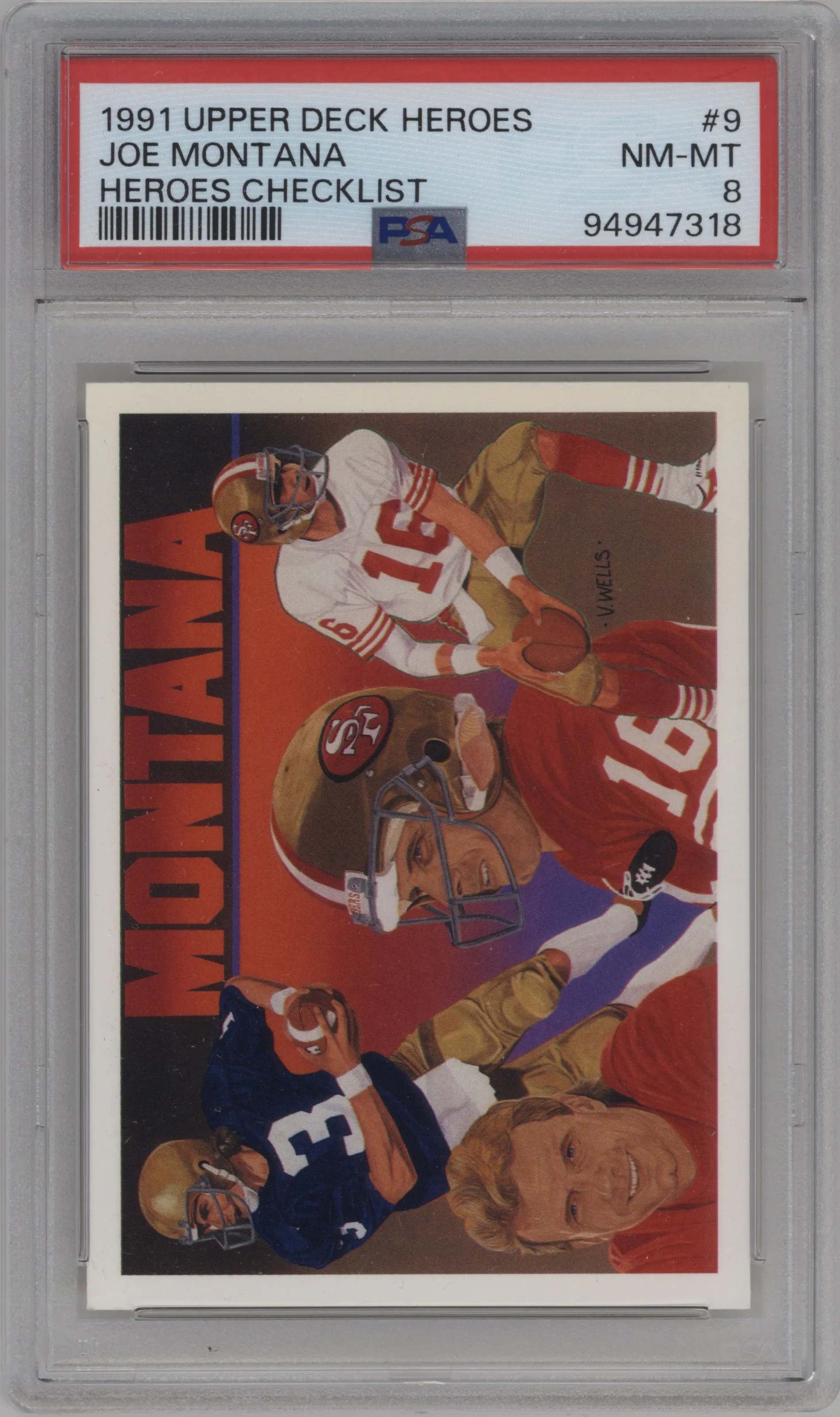 1991 Upper Deck Football Heroes: Joe Montana Heroes Checklist PSA 8