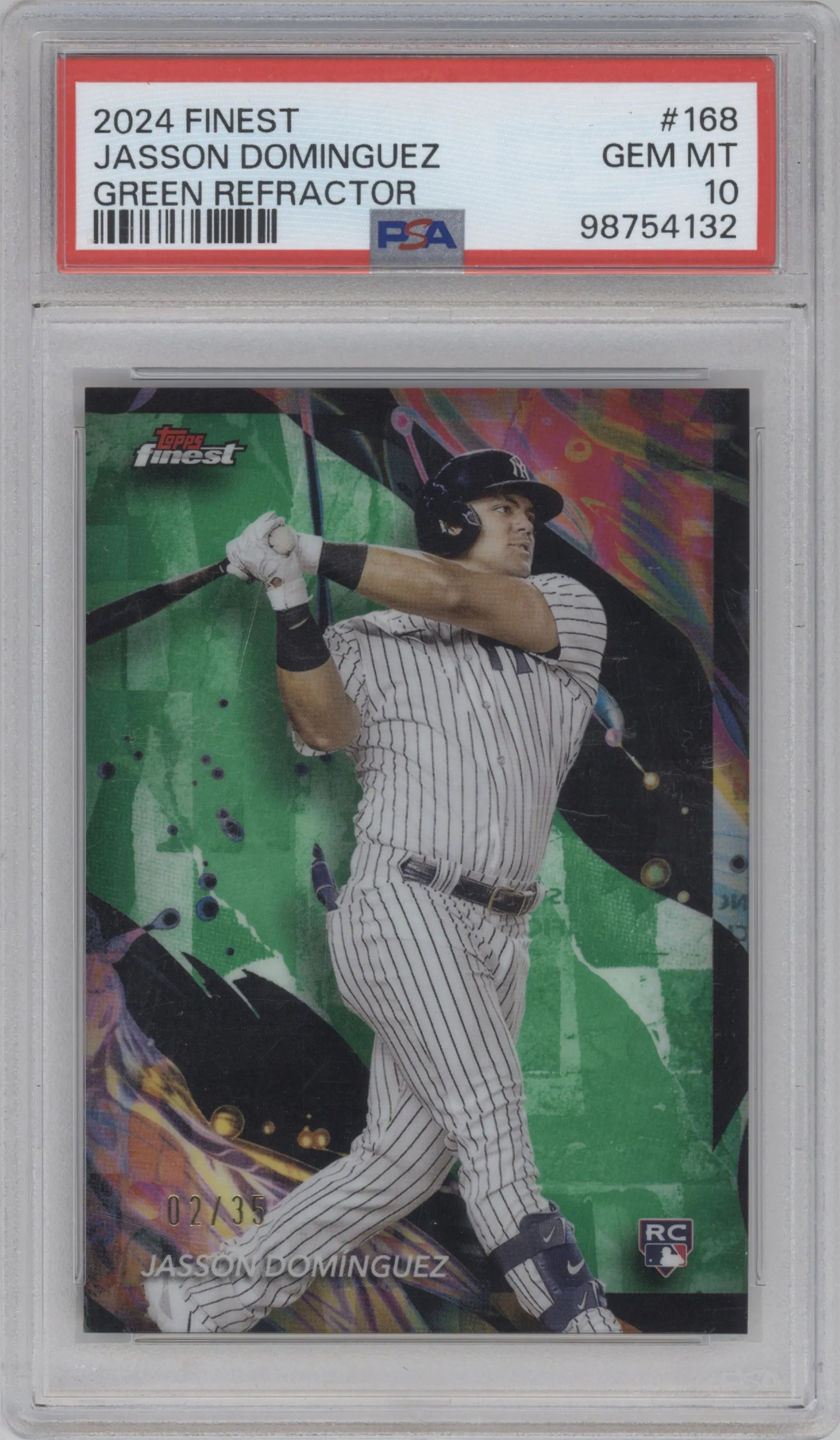 2024 Topps Finest Jasson Dominguez Green Refractor PSA 10