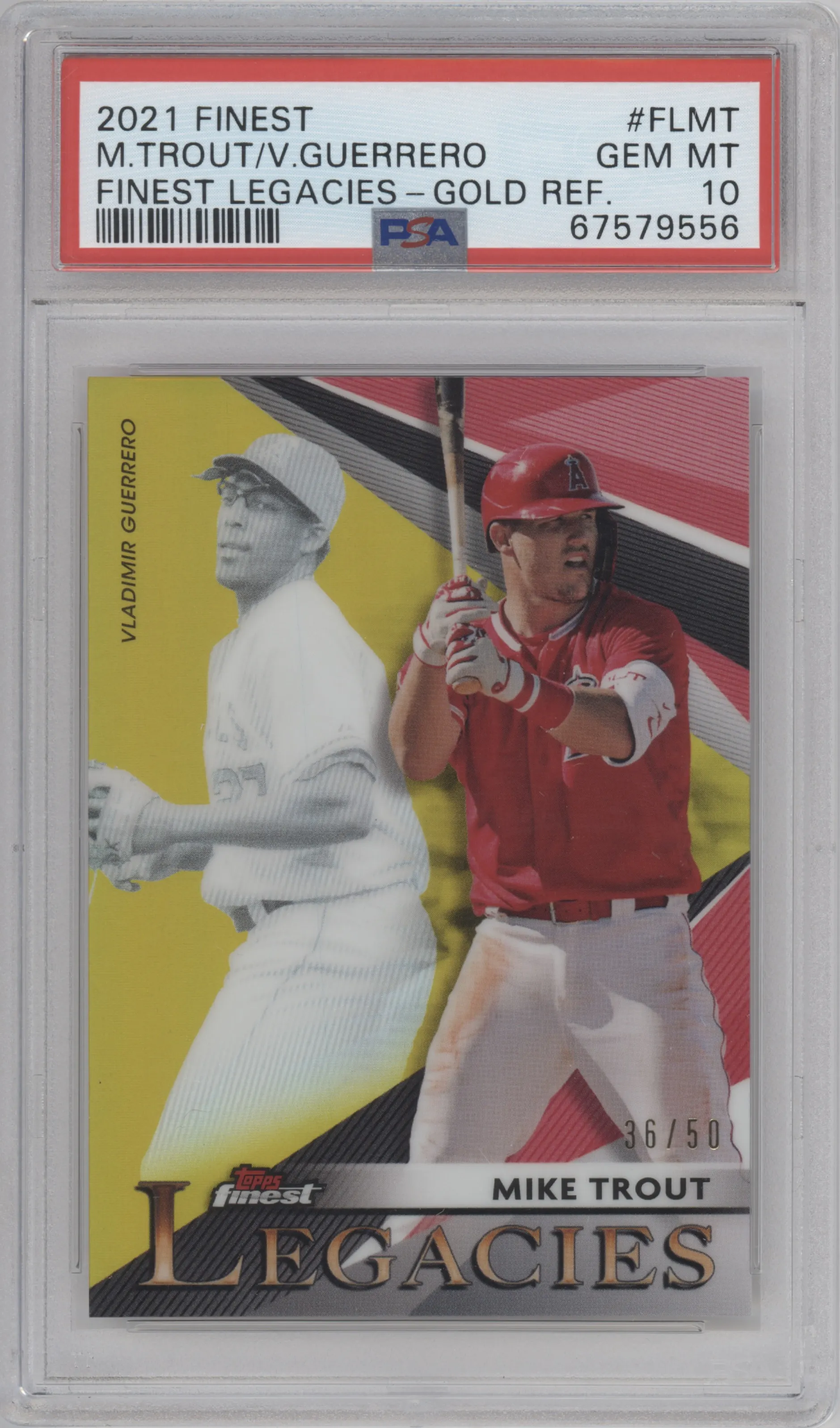 2021 Topps Finest Finest Legacies Mike Trout Gold Refractor #FL-MT PSA 10
