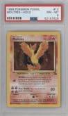 Moltres from the 1999 Pokemon set graded by PSA and given an overall grade of 8.