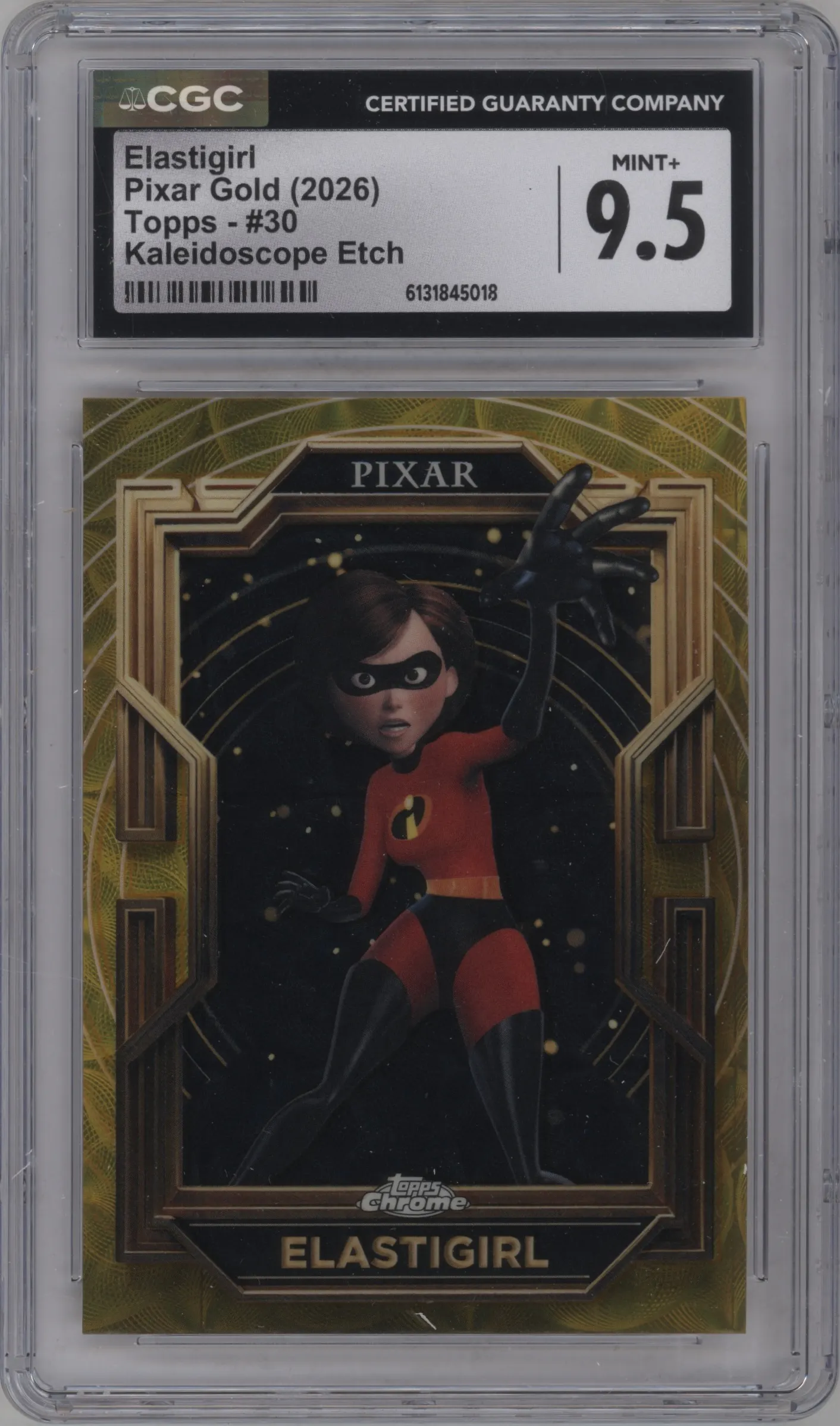 2025 Topps Pixar Gold Elastigirl Kaleidoscope Etch Refractor #30 CGC 9.5