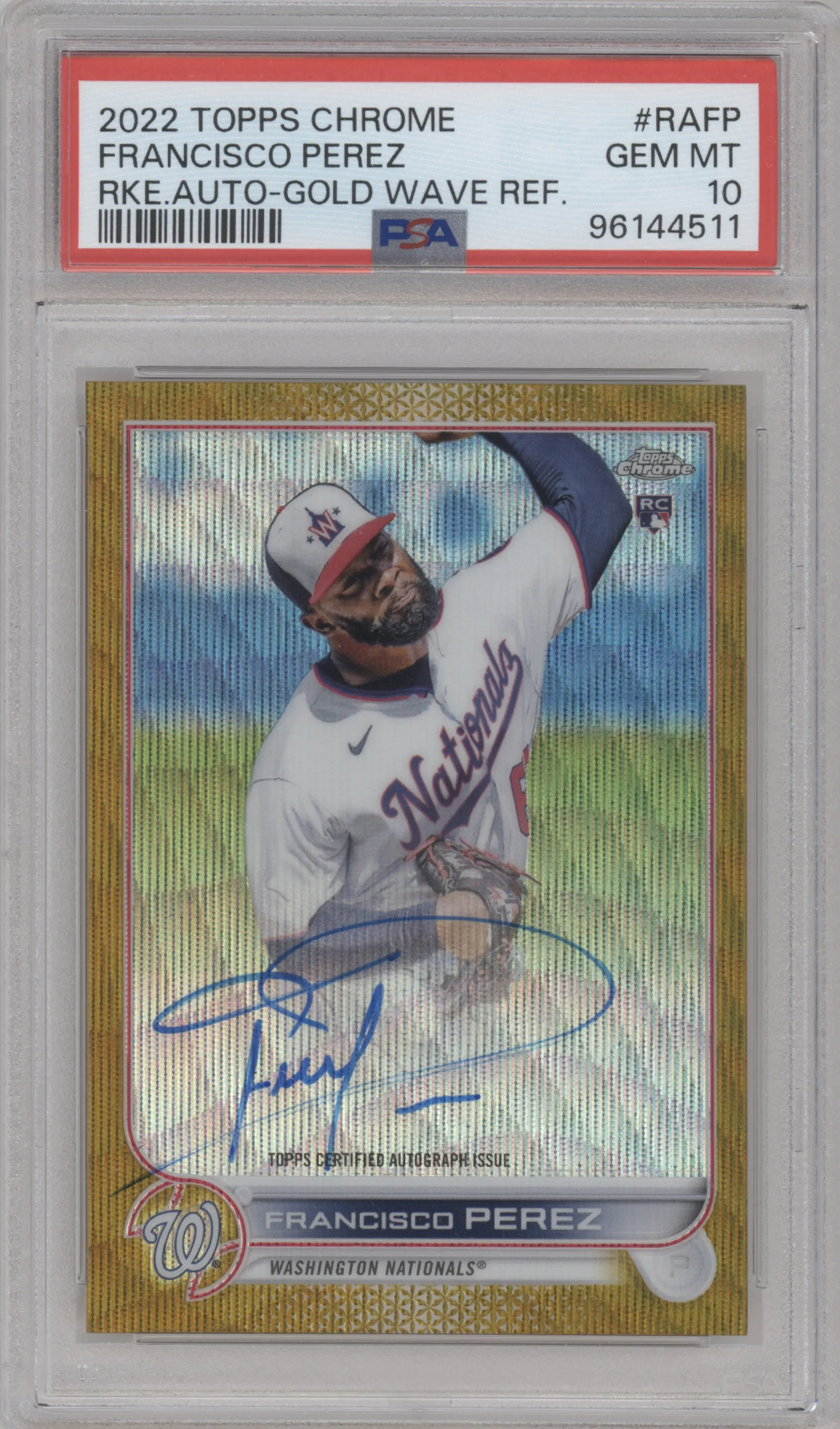 2022 Topps Chrome Rke.Auto Francisco Perez Gold Wave Refractor #RA-FP PSA 10