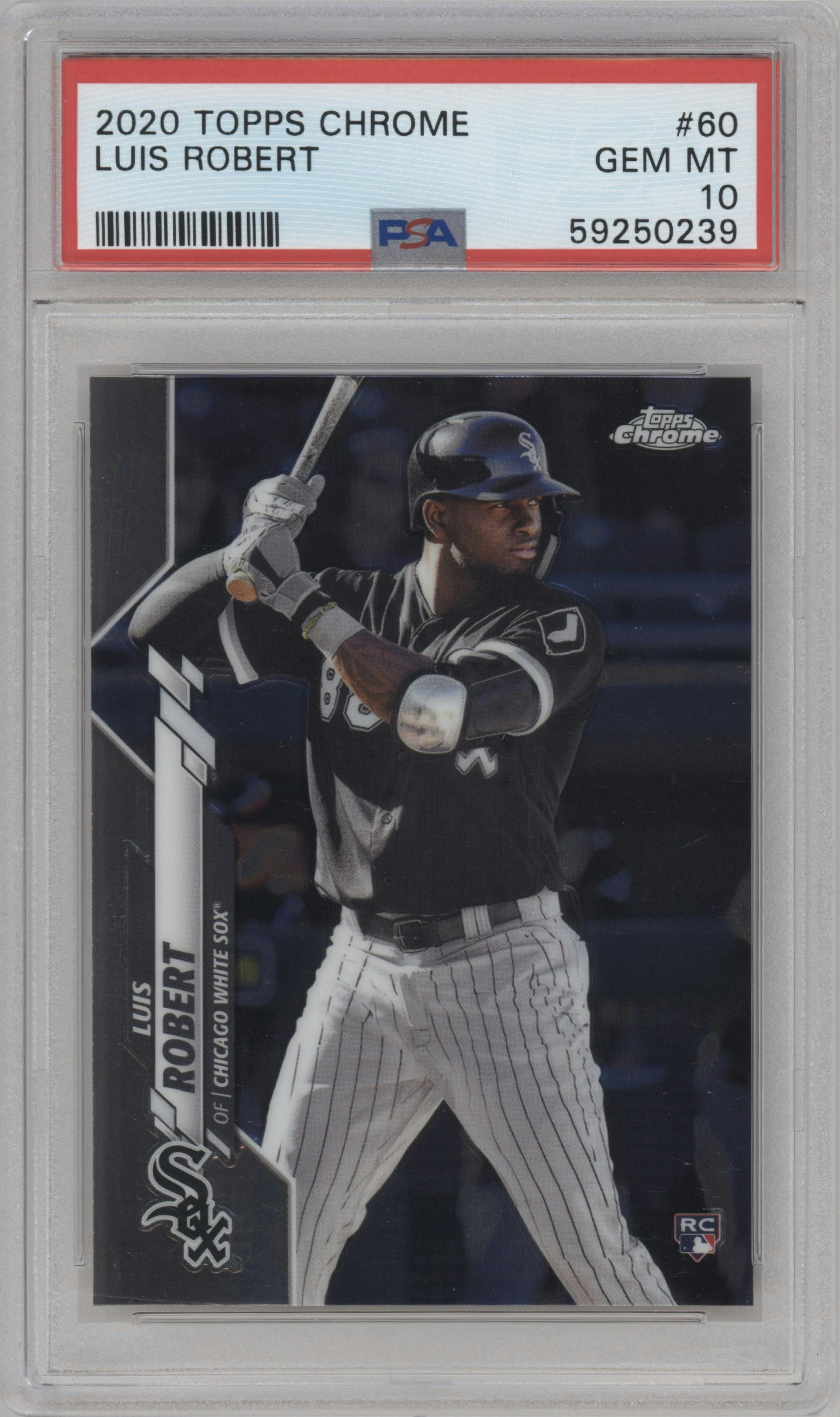Luis Robert from the 2020 Topps Chrome set graded by PSA and given an overall grade of 10.