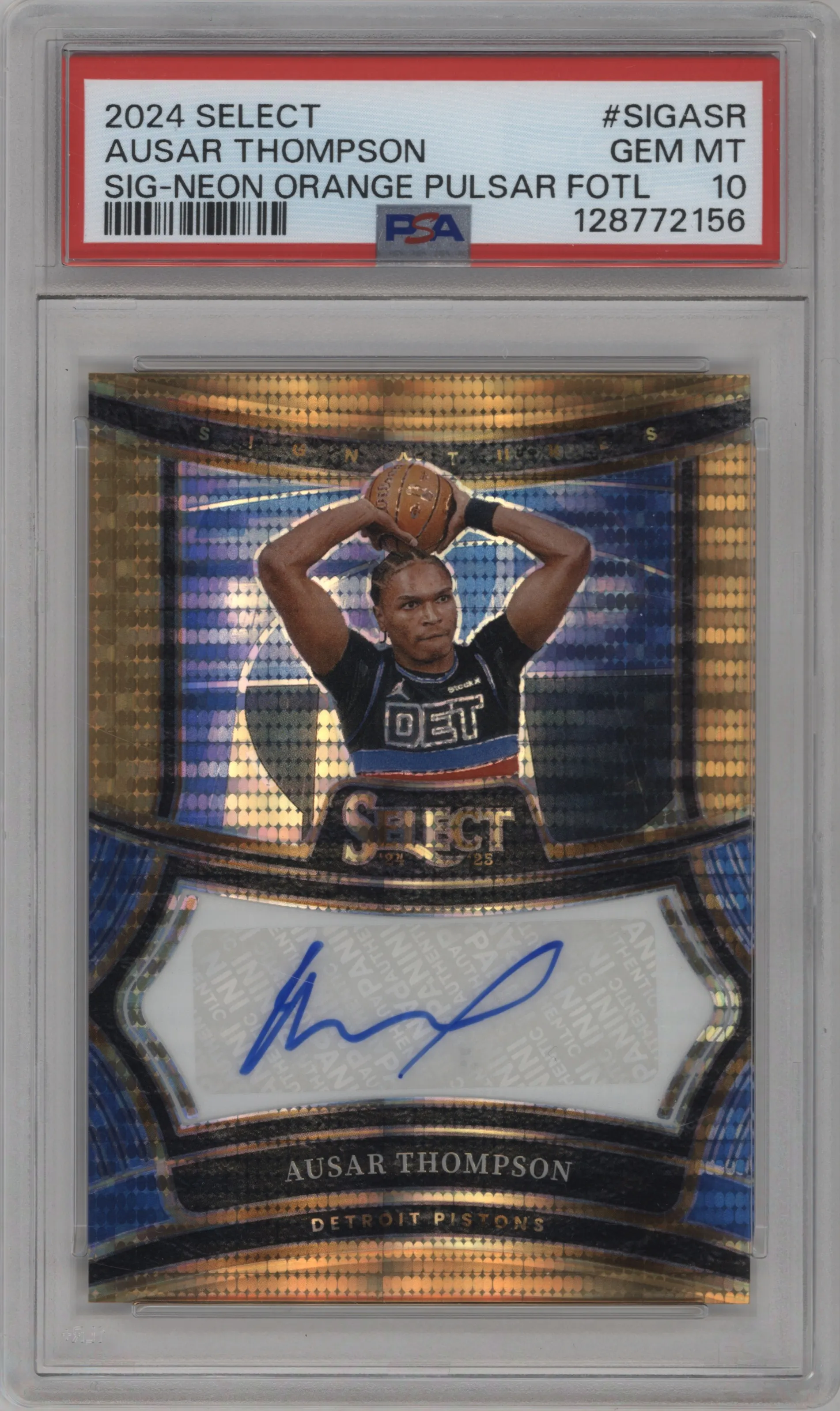 2024 Panini Select Sig. Ausar Thompson FOTL Pulsar Orange Prizm #SIG-ASR PSA 10