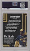 Jackson Chourio from the 2024 Topps Update set featuring a Blue parallel graded by PSA and given an overall grade of 9.