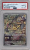 Pikachu from the 2023 Pokemon SV set graded by PSA and given an overall grade of 10.