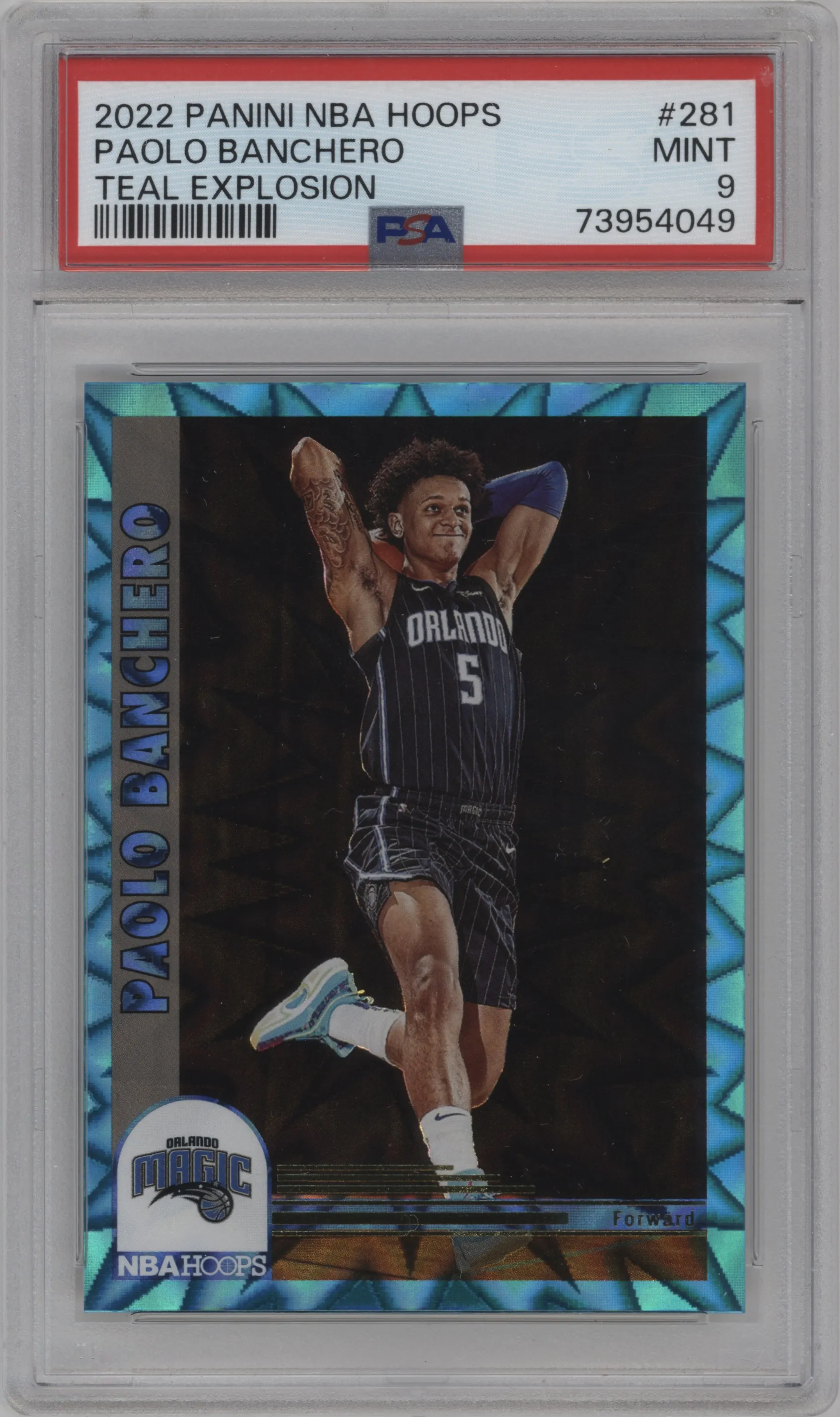 2022 Panini NBA Hoops Tribute Paolo Banchero Teal Explosion PSA 9