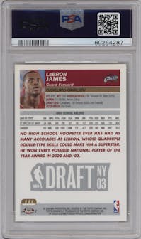 LeBron James from the 2003-04 Topps Chrome set graded by PSA and given an overall grade of 9.