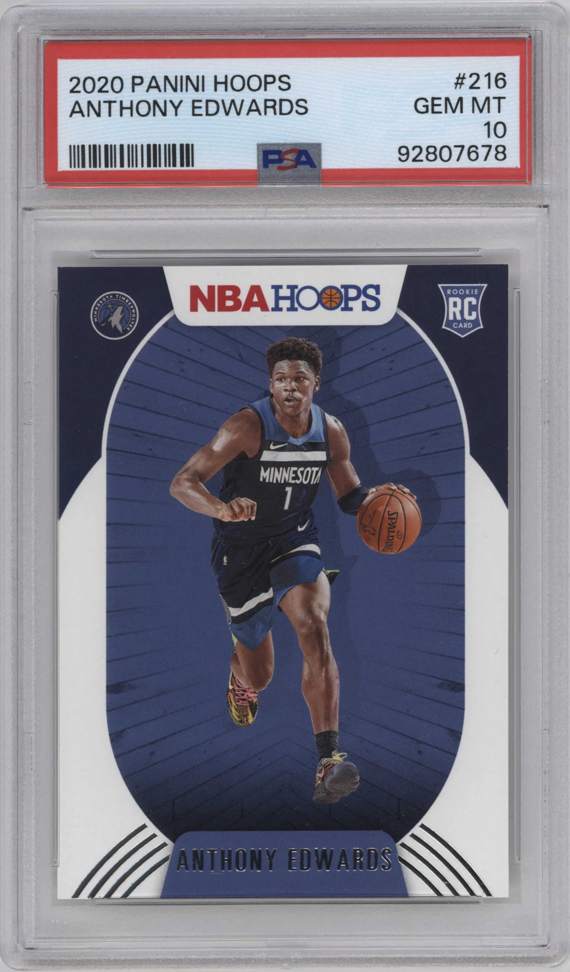 2020 Panini NBA Hoops Anthony Edwards PSA 10