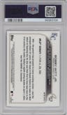 Bobby Witt Jr. from the 2022 Topps Chrome Update set featuring a Purple Refractor parallel graded by PSA and given an overall grade of 10.