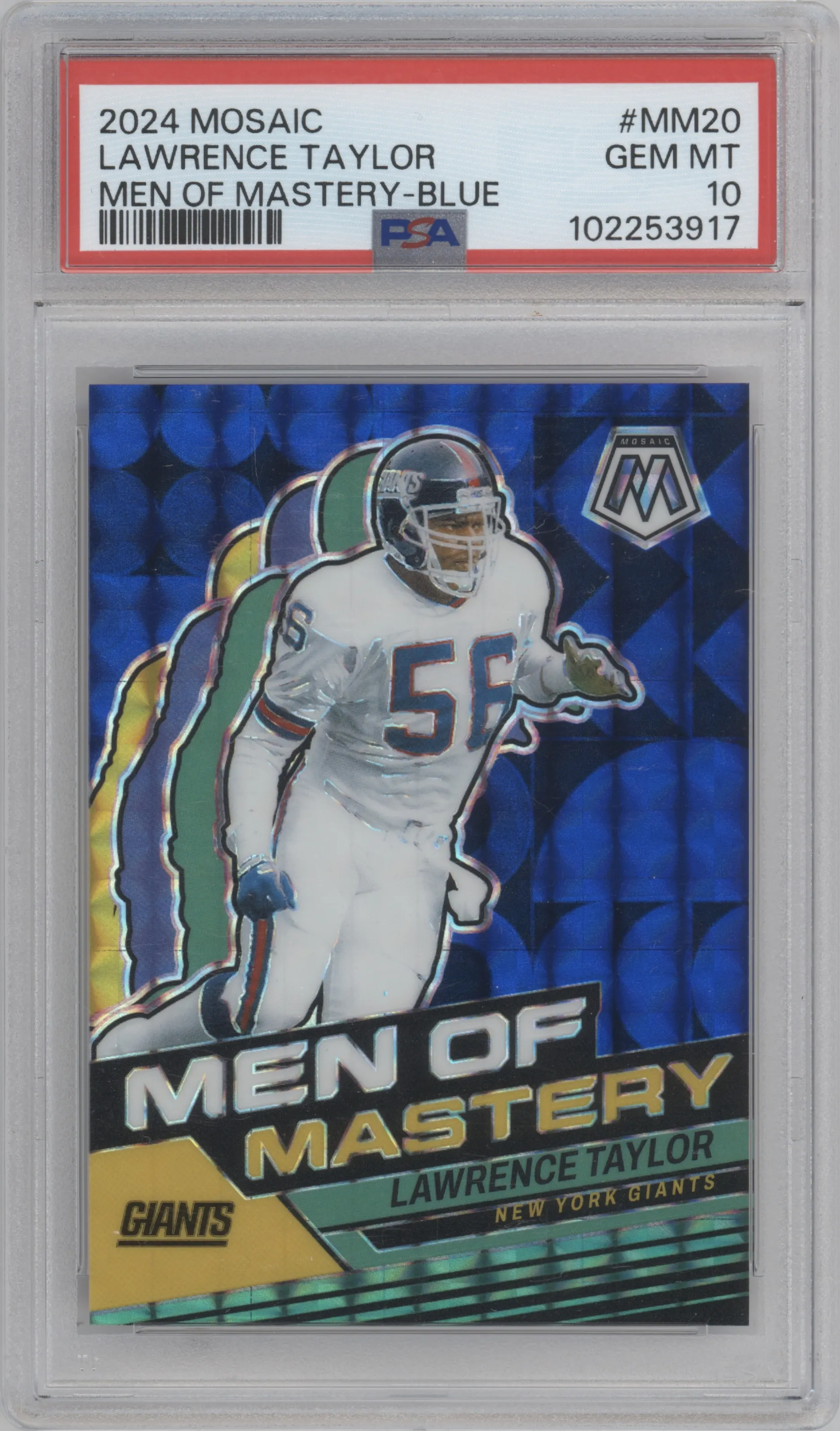 2024 Panini Mosaic Men of Mastery Lawrence Taylor Blue PSA 10