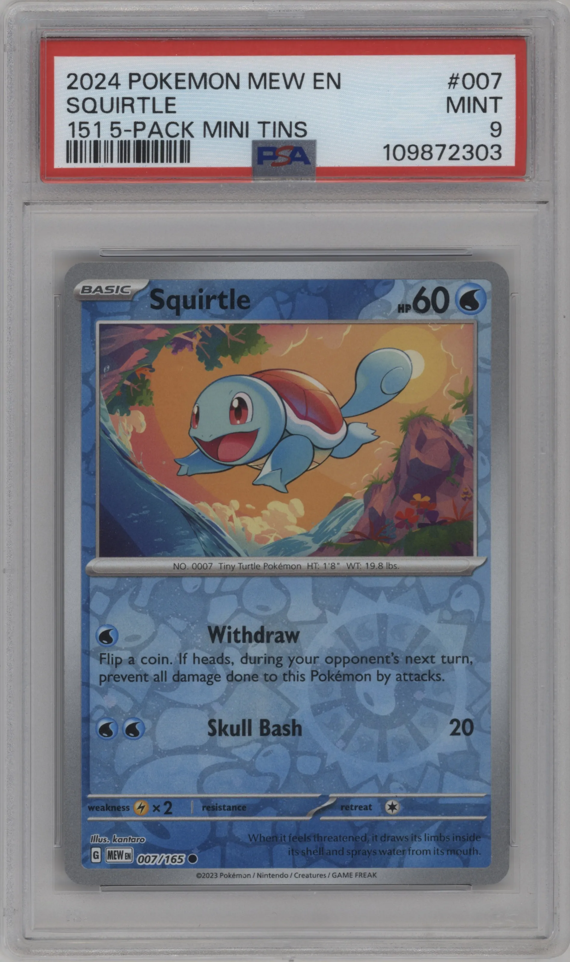 2024 Pokemon SV SV 151 Squirtle Cosmos 151 Mini Tin 5-Pack #007 PSA 9
