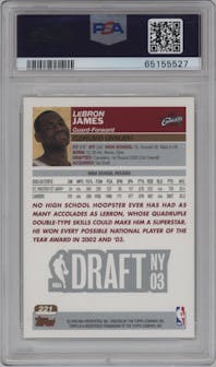 LeBron James from the 2003-04 Topps set graded by PSA and given an overall grade of 9.
