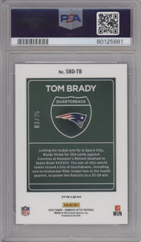 Tom Brady from the 2022 Panini Donruss Optic set featuring a Black Pandora parallel graded by PSA and given an overall grade of 10.