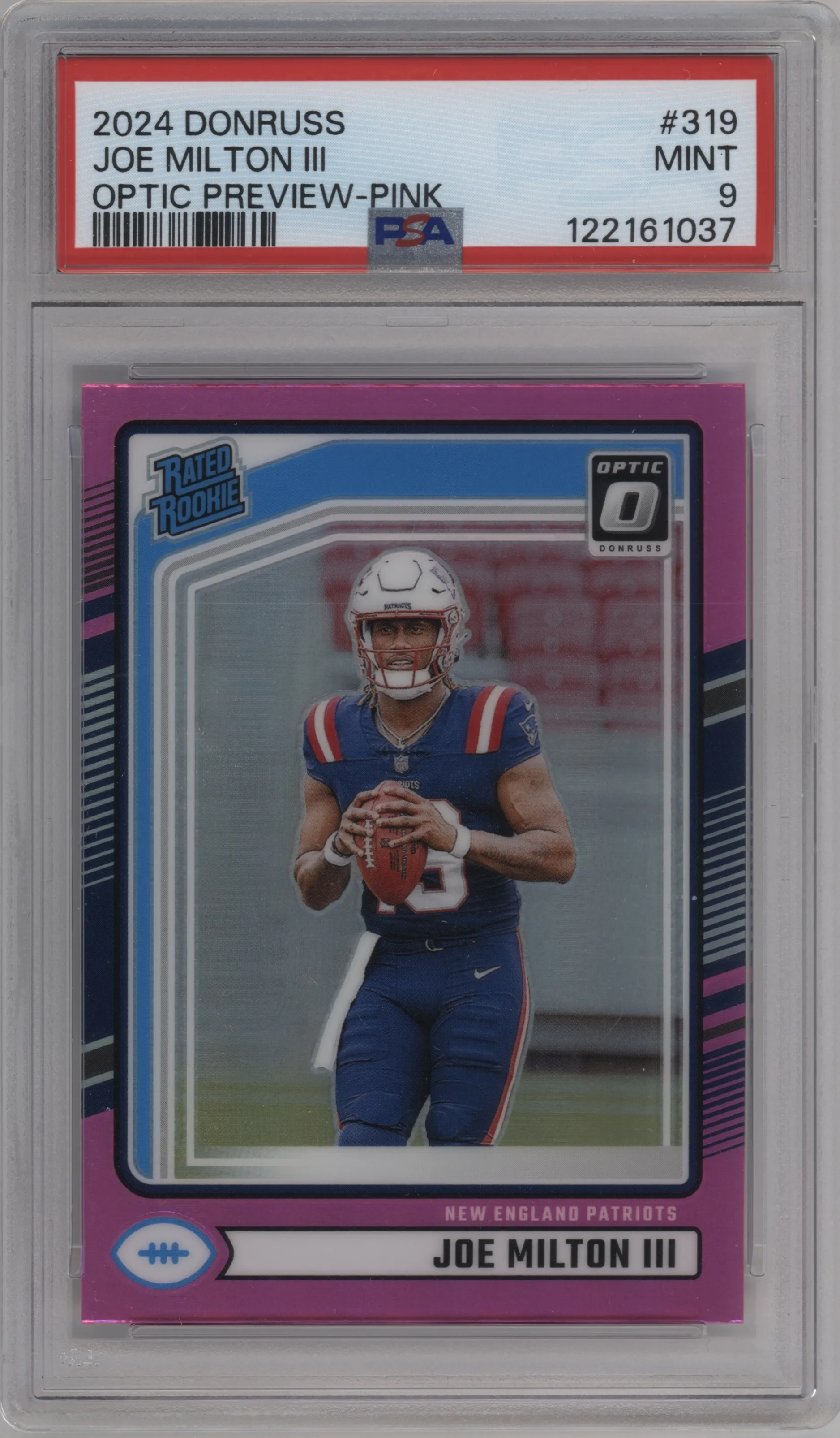 2024 Donruss Opt.Rtd.Rke. Joe Milton III Pink #319 PSA 9