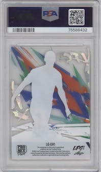 Erling Haaland from the 2023 Pro Set Pure Multi-Sport set featuring a Gold Pattern Spectrum parallel graded by PSA and given an overall grade of 10.
