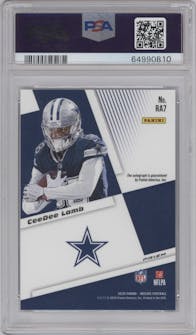 CeeDee Lamb from the 2020 Panini Mosaic set graded by PSA and given an overall grade of 10.