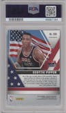 Scottie Pippen from the 2019-20 Panini Mosaic  set featuring a Peacock Choice parallel graded by PSA and given an overall grade of 10.
