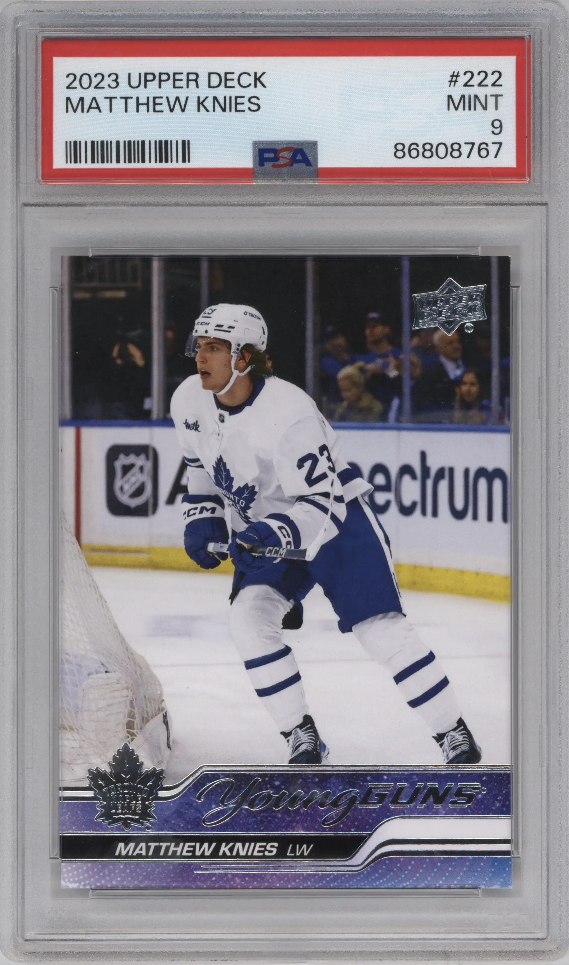 2023 Upper Deck Series 1 Young Guns Matthew Knies #222 PSA 9