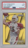 Kurt Warner from the 2014 Panini Prizm set featuring a Gold Prizm parallel graded by PSA and given an overall grade of 9.