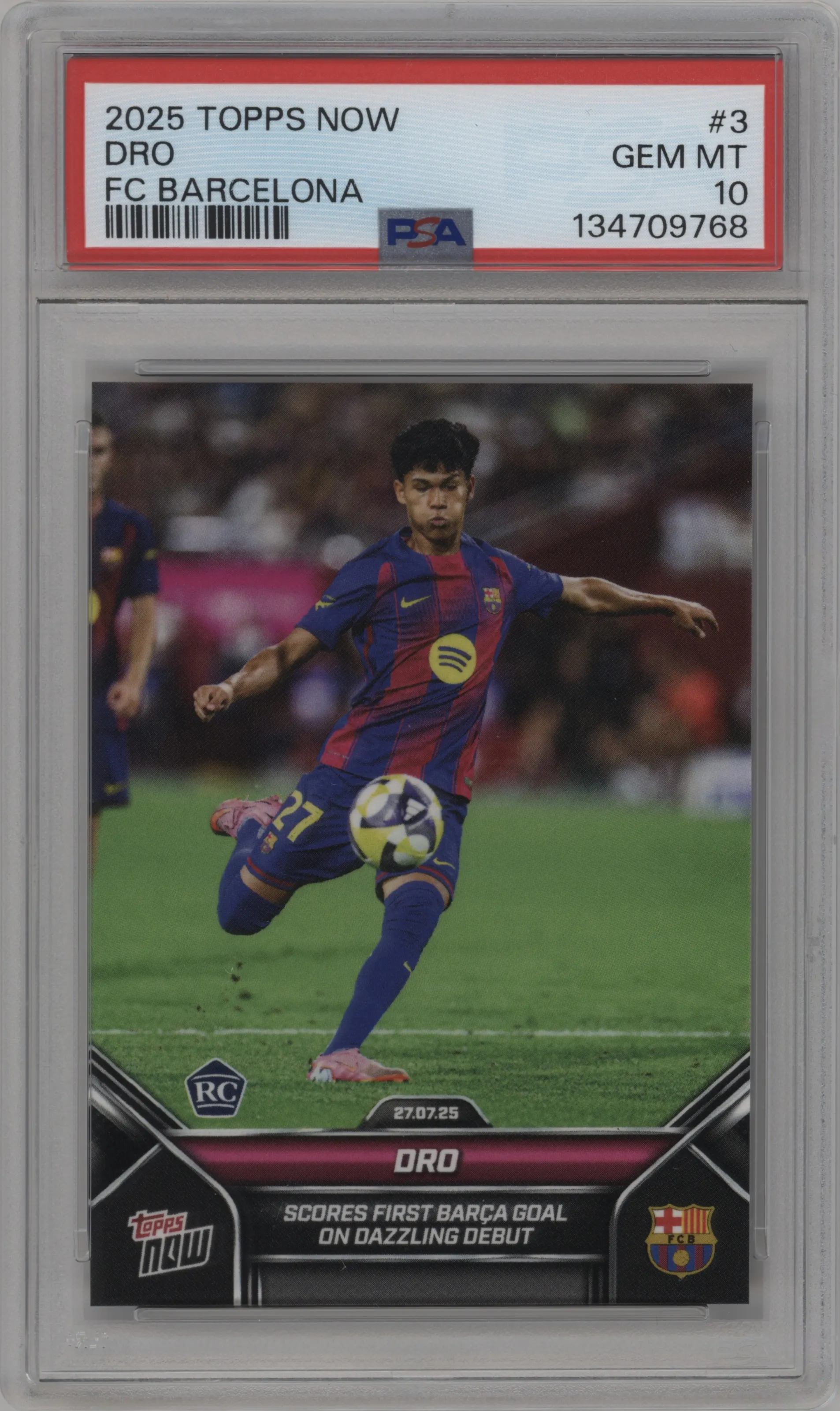 2025 Topps Now FC Barcelona Dro PSA 10