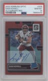 Sam Howell from the 2022 Panini Donruss Optic set featuring a Red parallel graded by PSA and given an overall grade of 10.